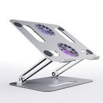 Red Lemon Foldable Laptop Stand With Cooling Fan Cooling Aluminum Stand Cooler Lapdesks Holds Up 14 To 17.3 Inches Notebook Computer, Ipad (P43F) – Silver