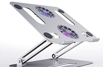 Red Lemon Foldable Laptop Stand With Cooling Fan Cooling Aluminum Stand Cooler Lapdesks Holds Up 14 To 17.3 Inches Notebook Computer, Ipad (P43F) – Silver