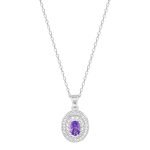 GIVA 925 Silver Purple Glance Pendant With Link Chain | Necklace to Gift Women & Girls | With Certificate of Authenticity and 925 Stamp | 6 Months Warranty*
