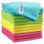 HOMEXCEL Microfiber Cleaning Cloth,12 Pack Cleaning Rag,Cleaning Towels With 4 Color Assorted,11.5″X11.5″(Parrot Green/Sky Blue/Yellow/Pink)