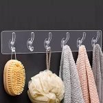 KBS Wall Hanger Hooks for Hanging Clothes Home Kitchen Office Bathroom Bedroom Door Organizers Accessories Items (6-Hook-Hanger-Transparent, 1.00)