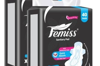 Femiss Soft & Rash Free Sanitary Pads for Women and Girls|Quick Absorption|Heavy Flow Champion|Leakage-Proof|Skin Friendly Trifold pads(XXXL-Size, 320 MM, 80 PCS, 40 Pads Each Pack, Pack of 2)