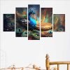 SAF Peacock Paintings for Living Room | Painting for Wall Decoration | 3D Wall Art for Bedroom | modern art Wall Painting Set of 5 (75 x 45 cms) SANFPNLS35514