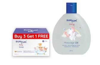Bumtum Paraben Free Baby Soap (4N X 50 Gram) & Baby Massage Oil (200 Ml) Combo