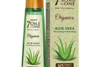 Emami 7 Oils In One Organics Aloe Vera Hair Oil | Nourishing & Hydrating| Ultra-Light & Non-Sticky | Certified Organic | Free From Parabens, Sulphates & Harmful Chemicals | For Soft, Shiny Hair, 200Ml