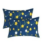 BSB Home Cotton Printed 144 TC Standard | Regular | King Size Pillow Cover Set of 2 Piece (18×28 Inches, Blue, Yellow and White)