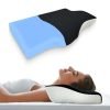 Sleepsia Memory Foam Pillow, Contour Cervical Pillow for Neck & Shoulder Pain – Orthopedic Pillow, Neck Cervical Sleeping Pillows for Side & Back Sleepers (Black/White, Gel-Infused)