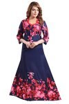 Fabme Women’s Crepe Floor Length Casual Nightgown (NW0251-61_NavyBlue, Red_L)
