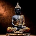 Global Grabbers Polyresin Buddha Idol Statue Showpiece for Home Decor Decoration Gift Gifting Items (ORG_BLK-BS2, Standard 12)