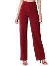 KOTTY Womens Solid Polyester Blend Cherry Maroon Trousers (Cherry Maroon,30)