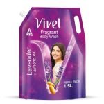 Vivel Fragrant Body Wash, Lavender & Almond Oil Shower Gel, 1500Ml Supersaver Xl Refill Pouch, Moisturizing Bodywash, Soft & Smooth Skin, Effective Cleansing, For Women & Men