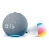 Amazon Echo Dot (4th Gen, Blue) with clock combo with Wipro 9W LED smart color Bulb