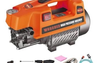 Woscher 878 Waterpro Washer High Pressure Pump Machine,1800 Watts, 150 Bars, 8L/ Min Water Flow Rate,8 Metres Outlet Hose, Portable, For Car, Bike And Home Cleaning Purpose, Black & Orange