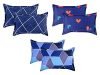 VAS COLLECTIONS 6 Pcs Cotton Pillow Cover Set (3 Pairs) | 144 TC Supersoft Brushed Cotton – Breathable & Wrinkle Free – 6 Pcs Set | White, Blue & Grey