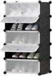 Homeland Shoe Rack-5-Black Organizer/Multi-Purpose, Easy Assembly, Adjustable Shoe Storage Organizer Stackable Detachable Shoe Rack Diy, Plastic 5 Layers Portable And Folding Shoe Rack (Black)