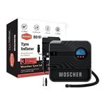 Woscher 801D Rapid Performance Portable Car & Motorbike Tyre Inflator, 12V Dc Multipurpose Air Pump With Digital Display, Auto Shutoff & Built-In Led Light For Night Operations