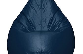 TUSA LIFESTYLE Soft Leather Bean Bag Chair Filled with Beans, Gaming Sofa Chair, Perfect for Living Room, Bedroom, Office- XXXL (Navy Blue)