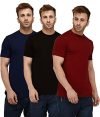 London Hills Men Round Neck Cotton Blend Multicolor Half Sleeve Solid T-Shirts (Pack of 3)
