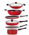 NIRLON Aluminium Cookware Set, 1.5L, Red/Black