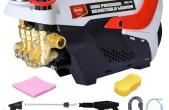 Woscher 280 Waterpro 2200 Watts Car High Pressure Adjustable Washer | 160 Bars, 8L/ Min With 8 Metres Outlet Hose | Free Cleaning Sponge & Microfiber Cloth | 1 Year + 6 Months Warranty By Manufacturer