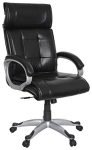 Unicos Townsville Chile High Back Office Chair (Black) Fixed Arm | 1 Min Easy Installation (Fabric)