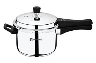Bergner Sorrento Stainless Steel Pressure Cooker With Outer Lid, 5 Litres, Triply Base, Heavy Bottom, Induction Base, Gas Ready, Silver