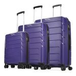 Aristocrat Chroma Set of 3 Hard Luggage (55+65+75cm) | Cabin, Medium and Large Check-in Luggage | Robust Construction with Strong Wheels, Rust-Free Trolley, Secured Zip and Combination Lock | Purple