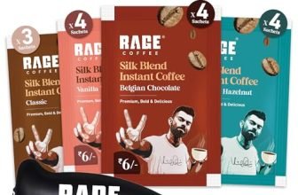 Rage Coffee – Silk Blend Assorted Sachets & Free Frother Coffee Kit Combo (15 X 1.5 Gram Sachets) | 3 Classic, 4 Creamy Hazelnut, 4 Vanilla Velvet & 4 Belgian Chocolate Flavours & Beater)|