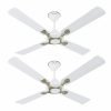 Havells 1200Mm Leganza Es 4B Ceiling Fan | Best Fan In 4 Blade, Premium Finish Deco. Fan, High Air Delivery | Energy Saving, 100% Pure Copper Motor, 2 Year Warranty | (Pack Of 2, Pearl White Silver)