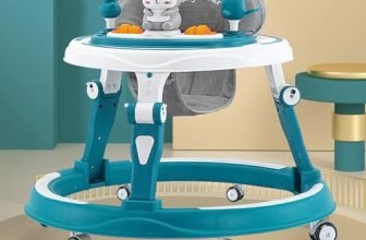 Staranddaisy 360� Baby Walker Adjustable Height, Multi-Function Anti-Rollover Folding Walker With Height Adjustable 6-24 Months Baby Walker With Recreational Toy Bar (Intelli-Blue)