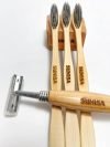 SUNISA Combo Bamboo 3 Toothbrush with 1 Shaving Machine Pack of 4