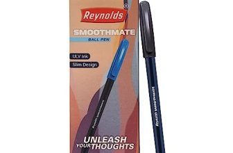 Reynolds Smoothmate 10 Ct Box – Black | Ball Point Pen Set With Comfortable Grip | Pens For Writing | School And Office Stationery | Pens For Students | 0.7 Mm Tip Size