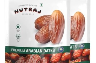 Nutraj Premium Gold Arabian Dates 1Kg (500G X 2)| Khajur | Khajoor | No Preservatives | No Added Sugar | Dried Fruits | Rich In Iron, Fibre & Vitamins