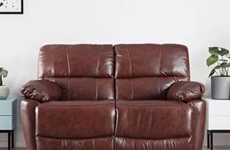 Hometown Charles Half Leather Two Seater Recliner In Brown Colour
