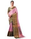 SIRIL Women’s Cotton Silk Jacquard Boarder Saree With Unstitched Blouse Piece (3579S2515_Baby Pink)