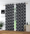 Homekart 2 Pieces Abstract Flower Printed Plastic Eyelet Polyester Room Darking Decorative Door Curtains – 7 Feet, Black And White