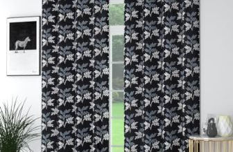 Homekart 2 Pieces Abstract Flower Printed Plastic Eyelet Polyester Room Darking Decorative Door Curtains – 7 Feet, Black And White