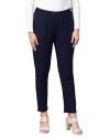 Yash Gallery Women’S Cotton Slub Straight Solid Trousers for Women (5006YKBLUE_Blue_Small)