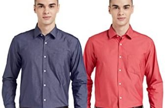 Amazon Brand – Symbol Men’S Cotton Formal Shirt | Casual | Plain | Full Sleeve | Combo Pack Of 2 – Regular Fit (Available In Plus Size) (Navy&Mid Red_39)