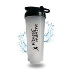 Fitness Mantra® Premium 700ml Protein Shaker Bottle with Mixer Ball for Men & Women [Capacity 700 ml, White Color]