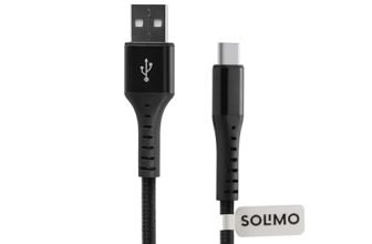 Amazon Brand – Solimo Fast Charging Braided Type C Data Cable Joint, Suitable For All Supported Mobile Phones (1 Meter, Black)