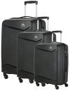 American Tourister Kamiliant Kam-Rocklite Set Of 3 Trolley Bags 55 Cm, 68 Cm And 79 Cm Small, Medium And Large Hard-Sided Polypropylene 4 Wheeler Spinner Luggage (Black)