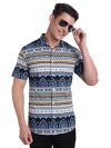 Majestic Man Slim Fit Cotton Casual Printed Shirt for Men (L, Sky Blue)