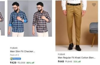 Flipkart : Upto 85 % off on Men’s Clothing Combo Shirts: Shirts : Trousers :