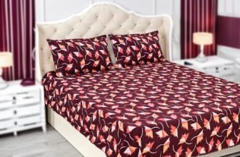 Status Contract Spring Summer Collection-2024 Cotton Rich Double Bedsheet With 2 Pillow Covers For Bed Room, Home, Hotel-120 Gsm (Maroon)