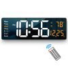 Abovsare Plastic Digital Wall Clock Large Display, 16.2 Inch Large Wall Clocks, Led Digital Clock With Remote Control /Automatic Brightness Dimmer Big Clock With Date Week Temperature (Orange)