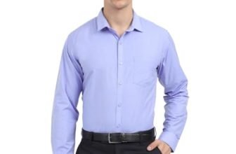 Scott International Shirt For Men, Solid Full Sleeves Shirt, Wrinkle Free Mens Shirts, Cotton Formal Shirts, Regular Fit Stylish Mens Shirt, Plain Formal Shirts For Men Blue