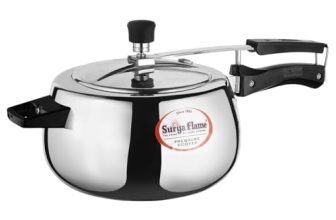 Surya Flame 5 Litre Aluminium Pressue Cooker Queen With Inner Lid, Gas And Induction Compatible Isi Certified (Silver)