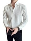 GRECIILOOKS Mens Casual Polycotton Regular Fit Shirt (White, X-Large)