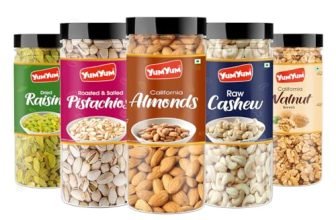 YUM YUM Dry fruits combo pack of 5 Healthy Badam, Kaju, Pista, Kishmish & Akhrot 750g – Almonds, Cashews, Pistachios, Raisins, Walnuts